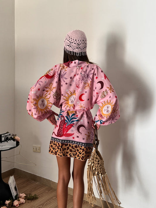 DRESS KIMONO ROSA
